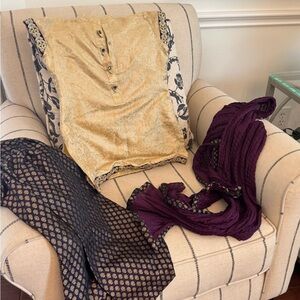 Kids Accent Pillow Set in Gold and Deep Purple - Coordinated Decorative Pair